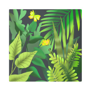 Impresión En Metal jungla verde con mariposas