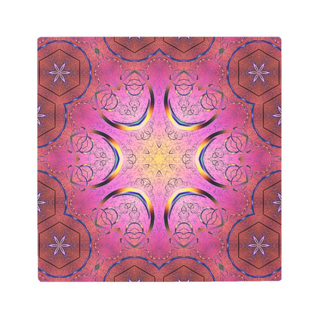 Impresión En Metal Kaleidoscopio del corazón radiante (Anverso)