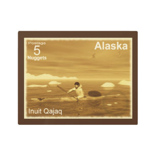 Impresión En Metal Kayak Inuit - Postage de Alaska