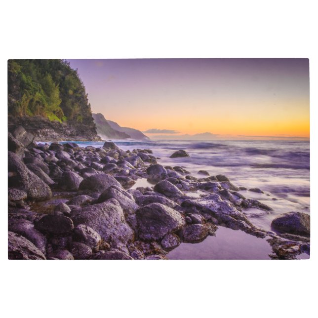 Impresión En Metal Ke’e Beach at Sunrise, Kauai, Hawaii (Anverso)