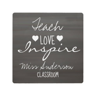 Impresión En Metal Keepsake de la cita simple del profesor en blanco 