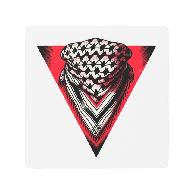 Impresión En Metal Keffiyeh del Triángulo Rojo invertido (Anverso)