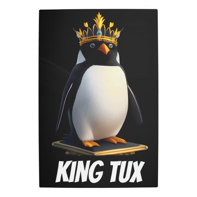Impresión En Metal King Tux Linux® Penguin Wall Art Metalizado (Anverso)