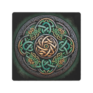 Impresión En Metal Knot Celtic Green Gold Knotwork