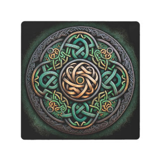 Impresión En Metal Knot Celtic Green Gold Knotwork