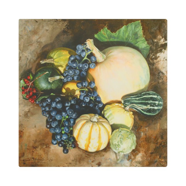 Impresión En Metal La cosecha de otoño con vida residual con calabaza (Anverso)