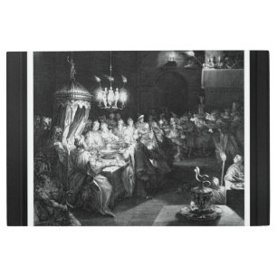 Impresión En Metal La fiesta de Belshazzar del grabador Jan Muller