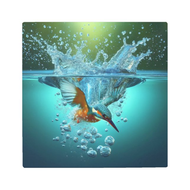 Impresión En Metal La inmersión dinámica del Kingfisher: Vivid Aquati (Anverso)