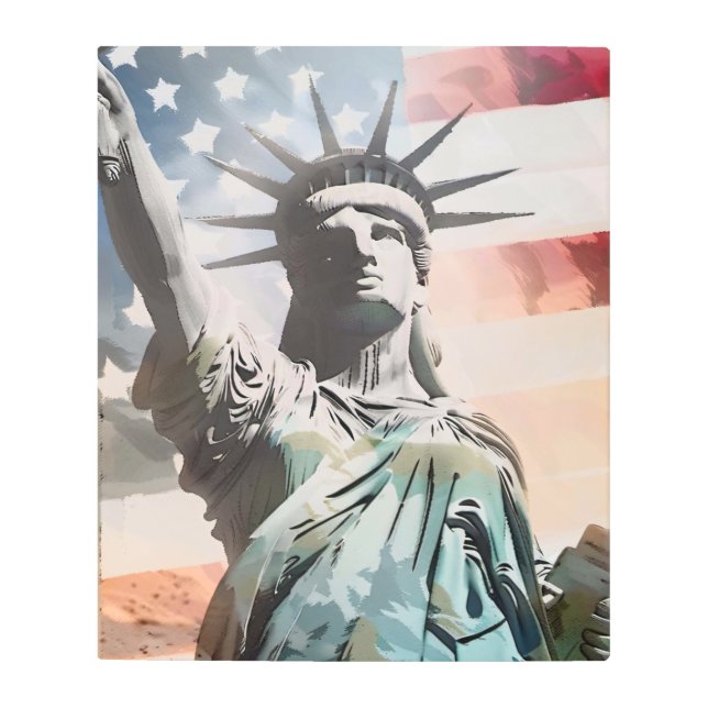 Impresión En Metal La libertad y la bandera estadounidense (Anverso)