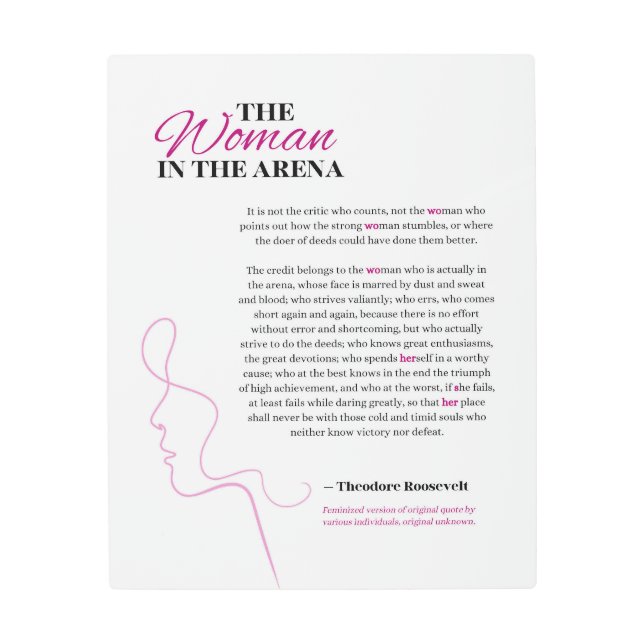 Impresión En Metal "La mujer en el escenario" por Theodore Roosevelt (Anverso)