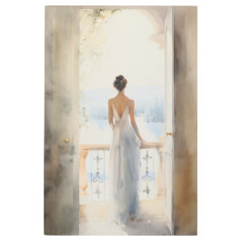 Impresión En Metal La serenidad del balcón: el lago acuarela