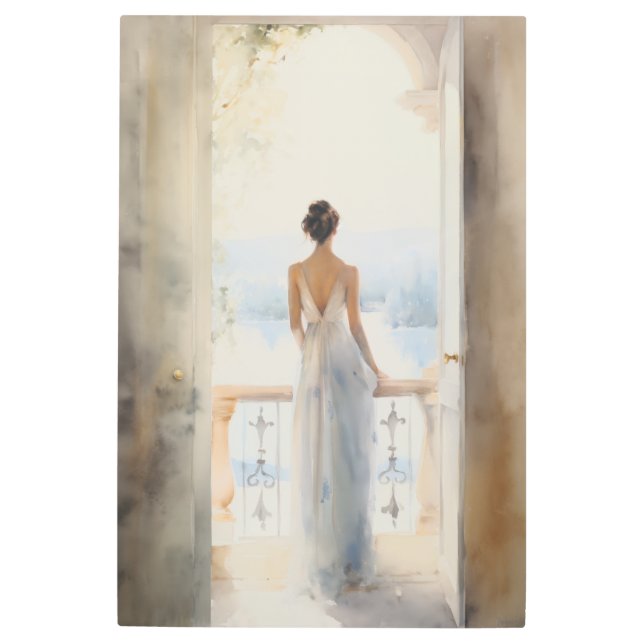 Impresión En Metal La serenidad del balcón: el lago acuarela (Anverso)