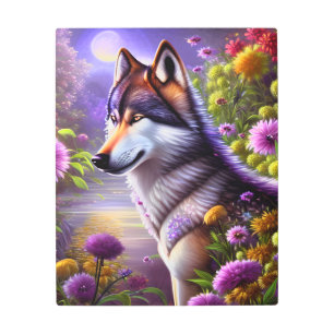 Impresión En Metal La sombra del lobo en la luna