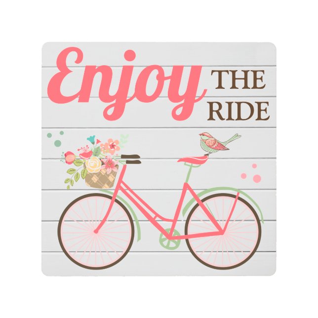 Impresión En Metal La Vida Es Una Aventura Disfrutar De La Bicicleta  (Anverso)
