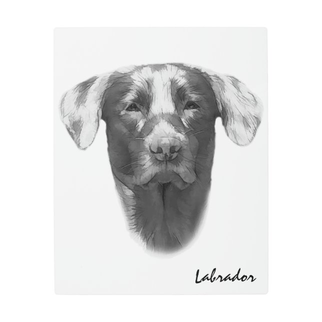 Impresión En Metal Labrador Perro personalizable fresco (Anverso)