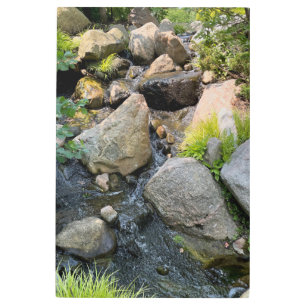 Impresión En Metal Lado del río de piedra   cascada   vegetación fore