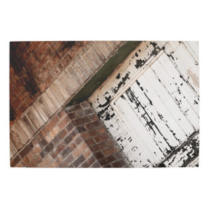 Impresión En Metal Ladrillo Rojo Y Madera Blanca Molesta