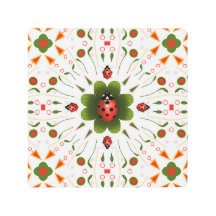 Ladybug Design Red, Green, on White