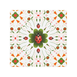 Impresión En Metal Ladybug Design Red, Green, on White
