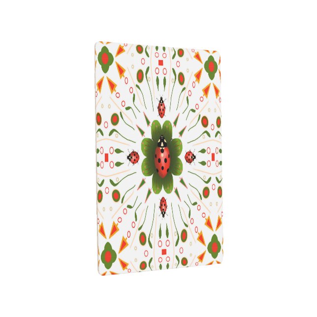 Impresión En Metal Ladybug Design Red, Green, on White (3/4)
