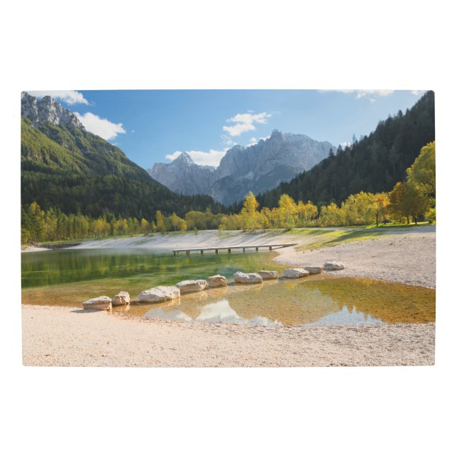 Impresión En Metal Lago Jasna en los Alpes eslovenos en otoño (Anverso)