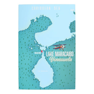 Impresión En Metal Lago Maracaibo, navegación cartográfica de Venezue