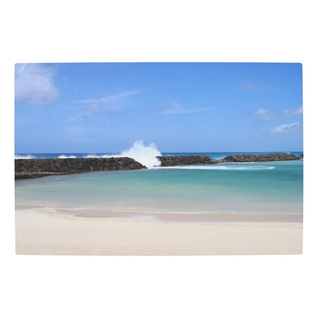 Impresión En Metal Laguna Hawaiana Escenaria Muro Metalizado Art 30 x (Anverso)