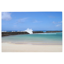 Impresión En Metal Laguna Hawaiana Escenaria Muro Metalizado Art 36 x