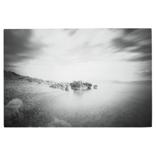 Impresión En Metal Larga exposición de B&W a una playa en Rabac, Croa
