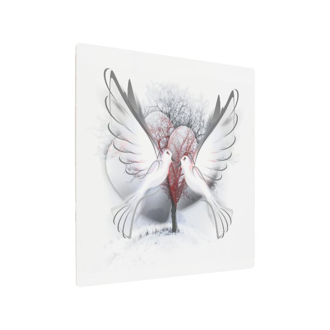 Impresión En Metal Las palomas enamoradas (Angulado)