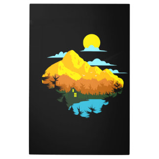 Impresión En Metal las vistas al pueblo y a las montañas