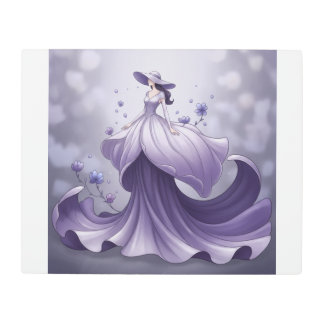 Impresión En Metal “Lavender Blossom Fantasy Dress Illustration”