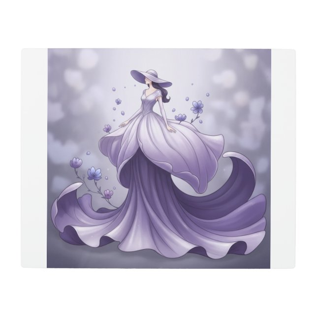 Impresión En Metal “Lavender Blossom Fantasy Dress Illustration” (Anverso)