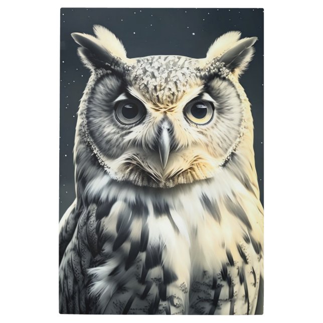 Impresión En Metal Lechuza curiosa (Anverso)