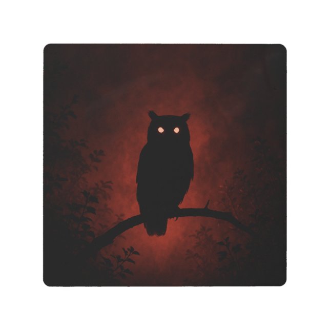 Impresión En Metal Lechuza misteriosa en la noche (Anverso)