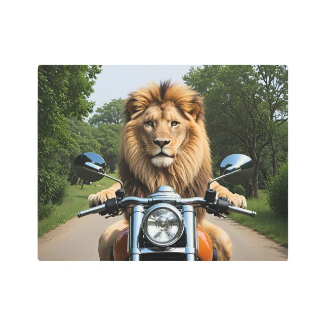 Impresión En Metal León en moto (Anverso)