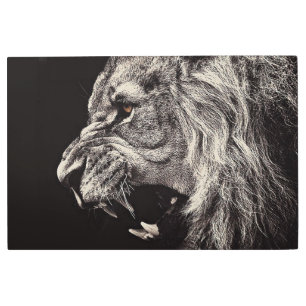 Impresión En Metal León masculino enojado
