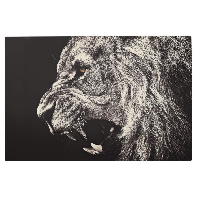 Impresión En Metal León masculino enojado (Anverso)