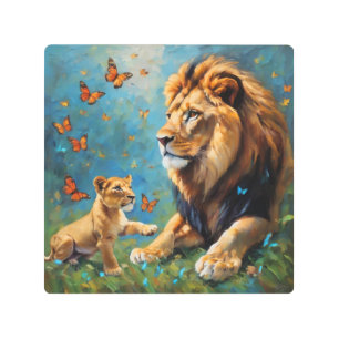 Impresión En Metal León Y Cubo