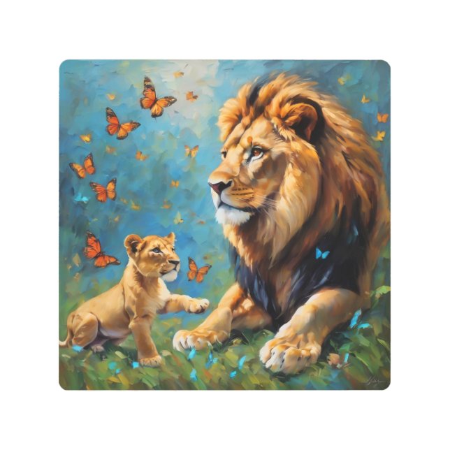 Impresión En Metal León Y Cubo (Anverso)