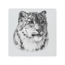 Impresión En Metal Leopardo de la nieve de mano