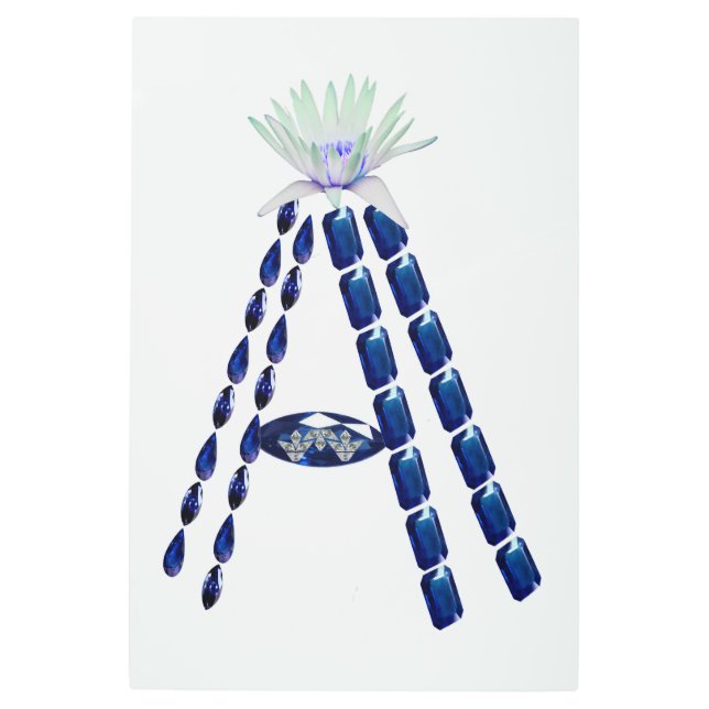 Impresión En Metal Letra inicial A, monograma moderno de moda (Anverso)