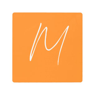 Impresión En Metal Letra inicial monograma estilo moderno Naranja bla