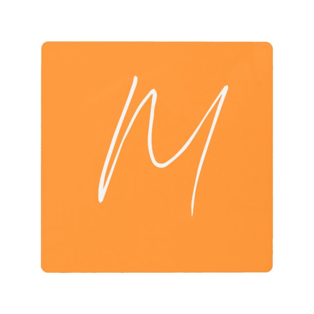 Impresión En Metal Letra inicial monograma estilo moderno Naranja bla (Anverso)