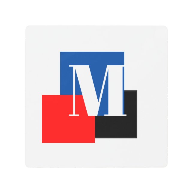 Impresión En Metal Letra inicial monograma moderno estilo (Anverso)