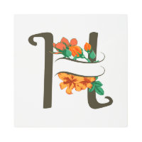 Letra mayúscula Monograma floral H
