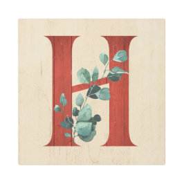 Impresión En Metal Letra rustica de madera y eucalipto H