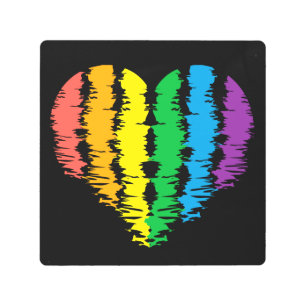 Impresión En Metal LGBT+orgullo. Arcoiris cardíaco.