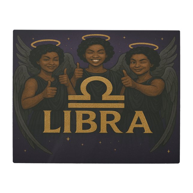 Impresión En Metal Libra Black Angel Zodiac Wall Art (Anverso)
