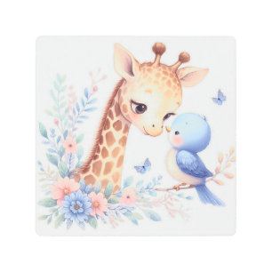 Impresión En Metal Libro De Historias Woodland Babies Giraffe And Blu